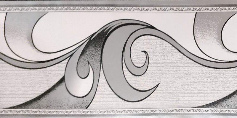 Dundee Deco Wallpaper Border Peel and Stick BD3222 - Abstract Grey Scrolls Wallpaper Border Retro Design, Roll 33 ft. x 4 in. (10m x 10cm), Self Adhesive - Image 3